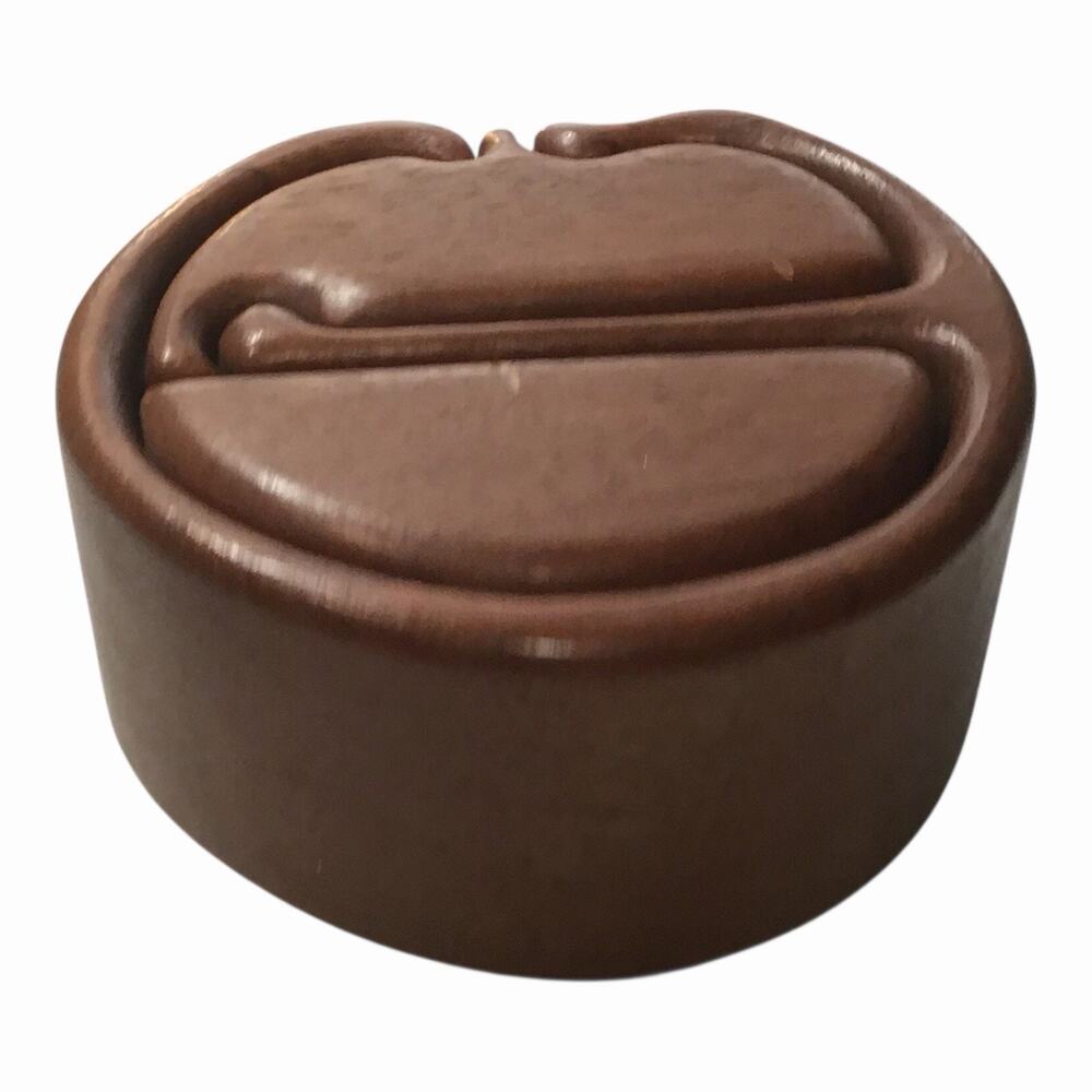 Round Wooden Carved Trinket Puzzle Box Jewelry Keepsake 3-Piece Lid